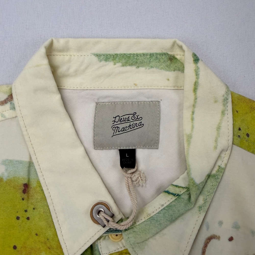 Deus Ex Machina Belbin Floral Shirt Mens Large Cream Watercolor Rayon Button Up - Picture 3 of 10